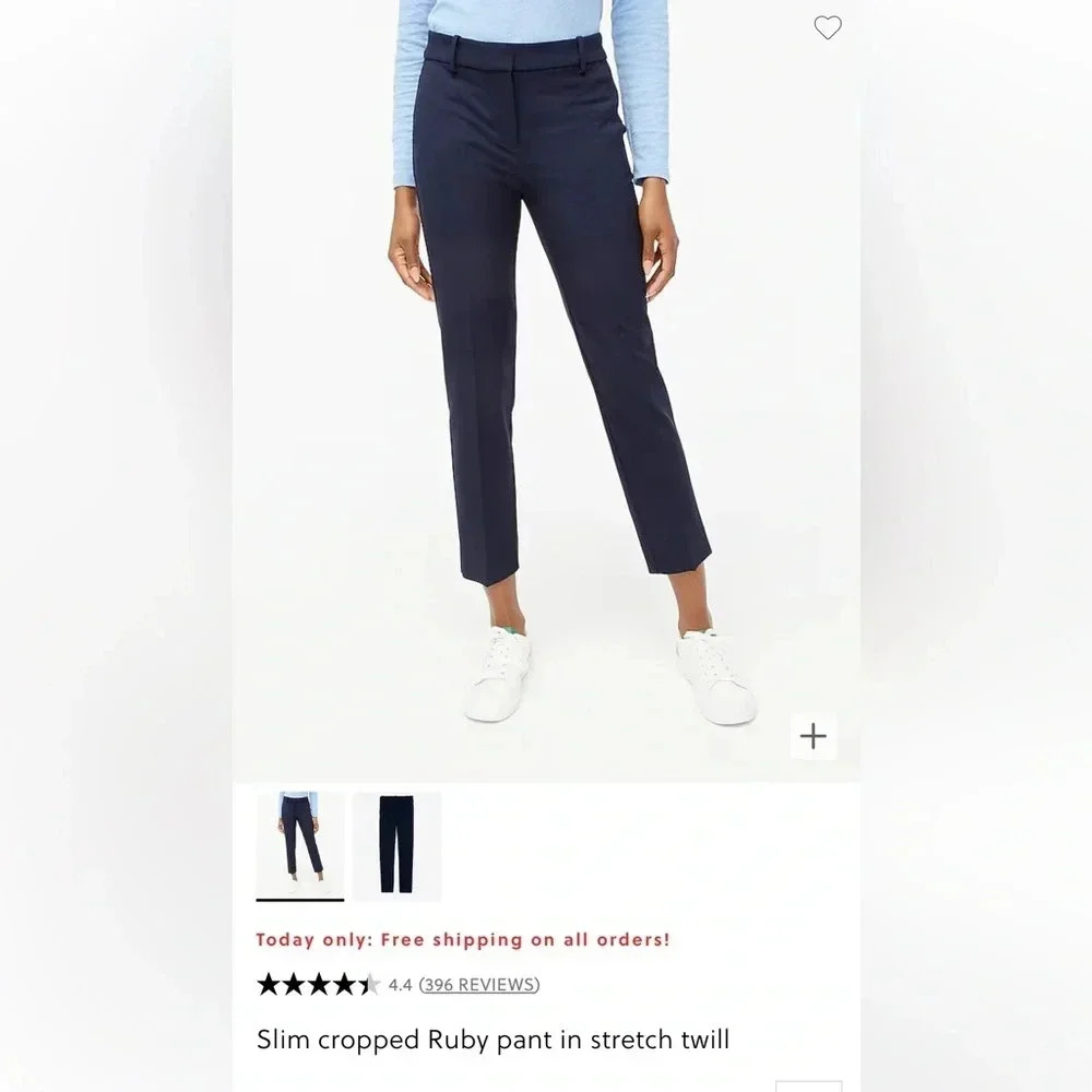 JCrew Slim cropped Ruby pant in stretch twill, NWT